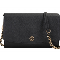 TORY BURCH Robinson 防刮皮革手拿鍊帶包(黑色)